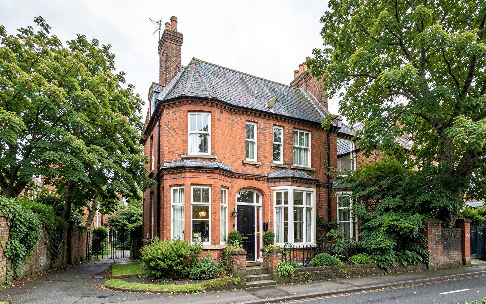Red-brick Victorian semi-detached house in a leafy south Liverpool suburb